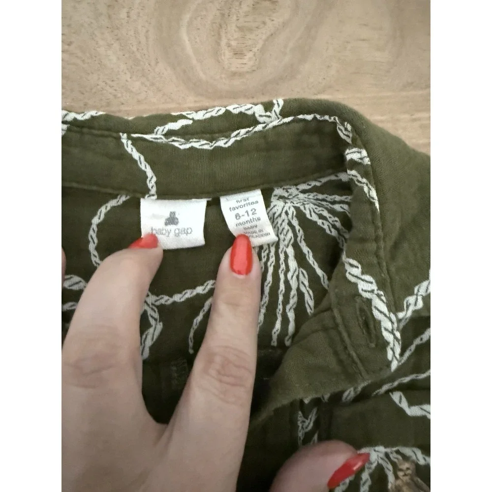 Baby Gap Olive Green Tropical Romper –‎ 6-12 Months Gauze One Piece